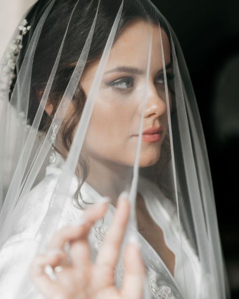 Bride with updo hairstyle elegant and a veil